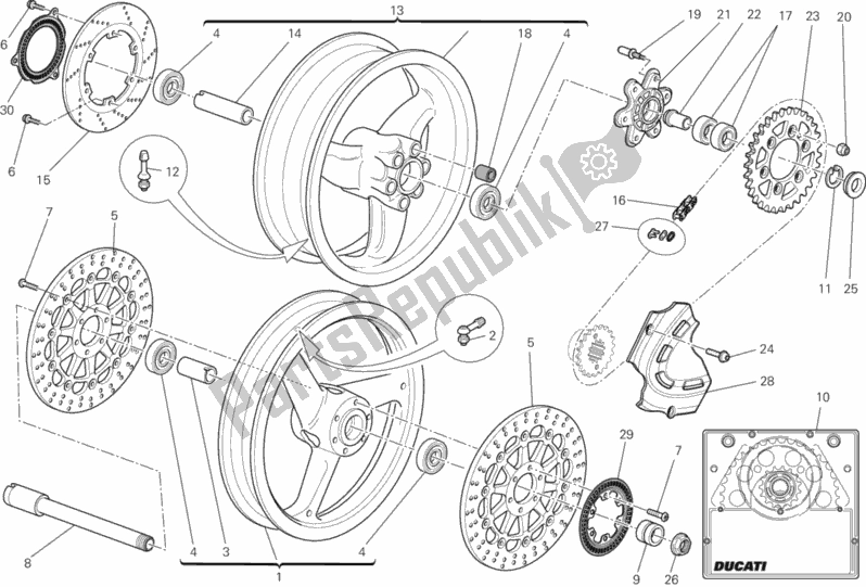 Todas as partes de Rodas do Ducati Monster 696 ABS USA 2013